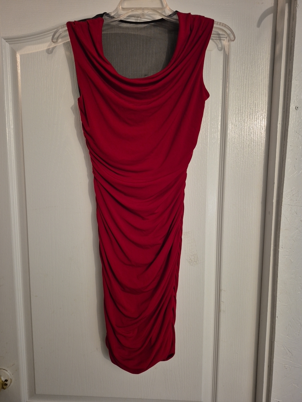Sweet Storm Sleeveless Cowl Neck Mini Dress in Red